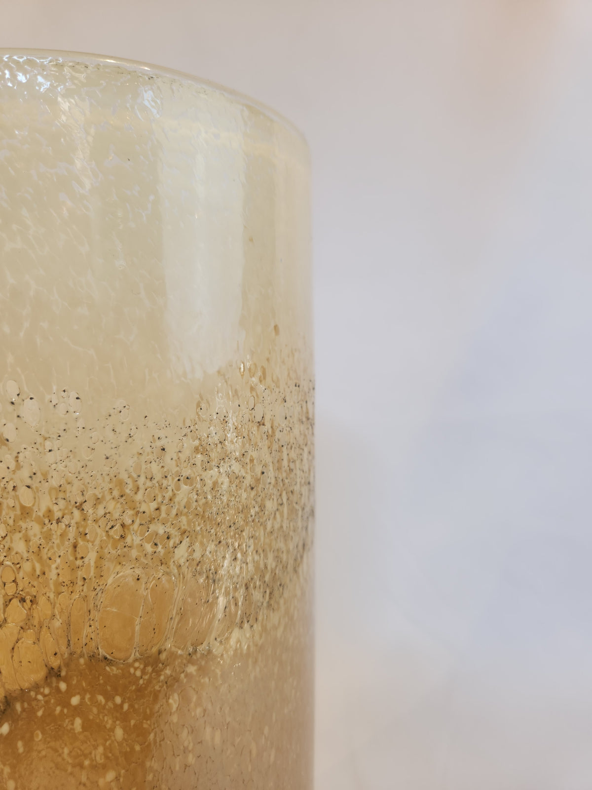 Golden Blown Glass and Brass Hurricane Vase