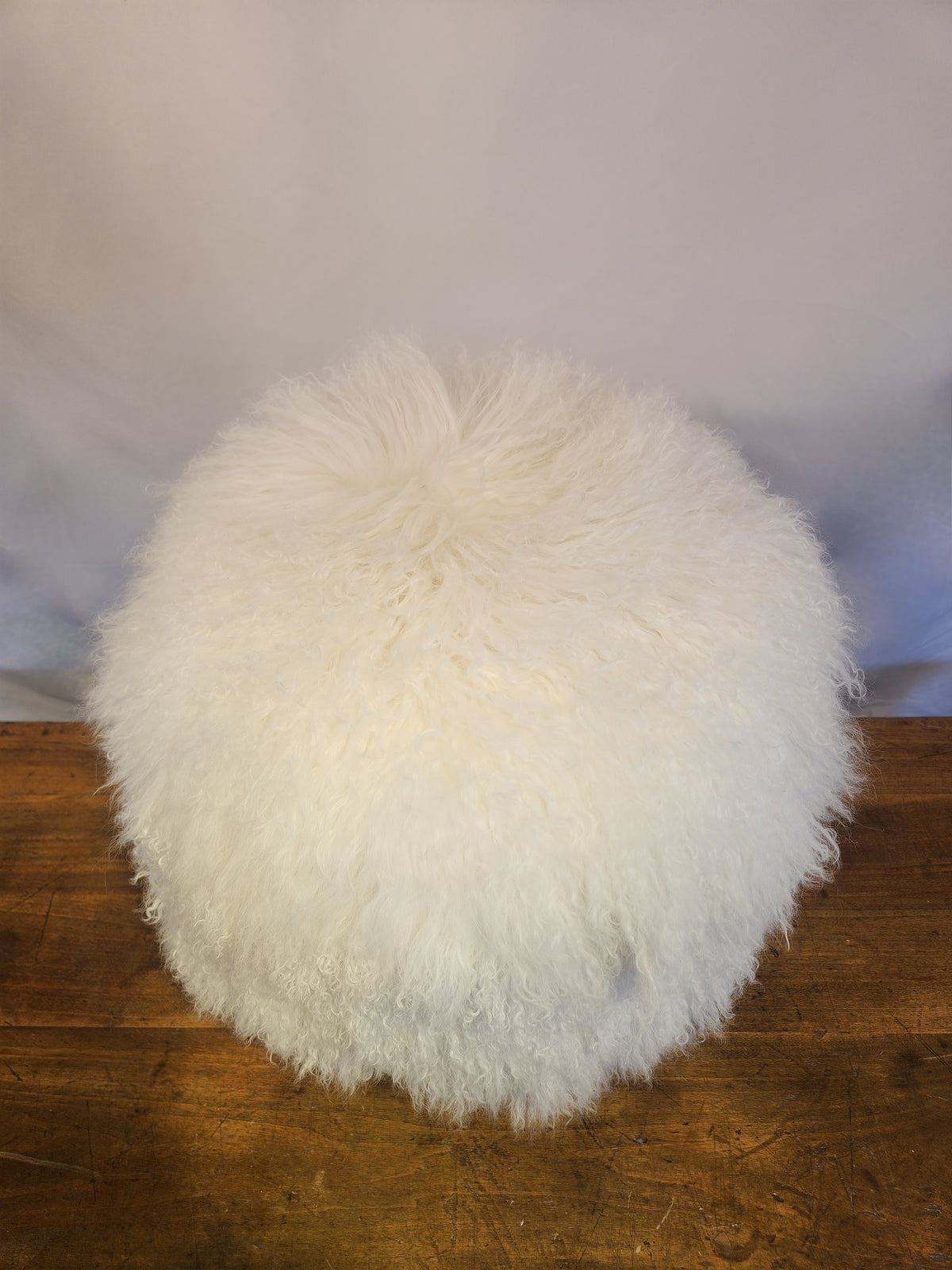 Ivory Sheepskin Stool