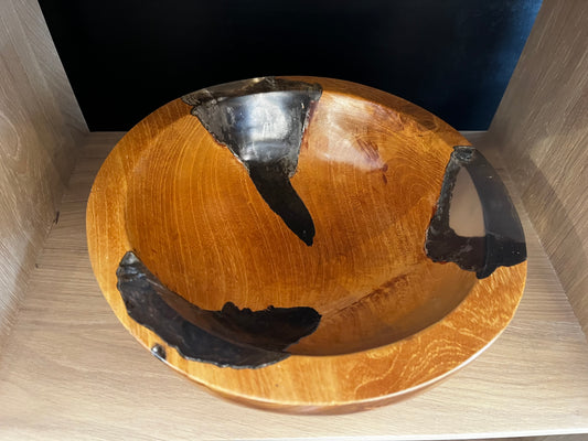 Teak & Resin Carved Bowl