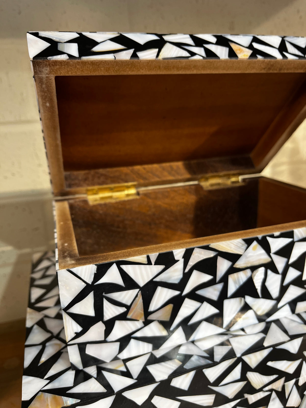 Graphic Mother of Pearl Inlay Boxes, S/2