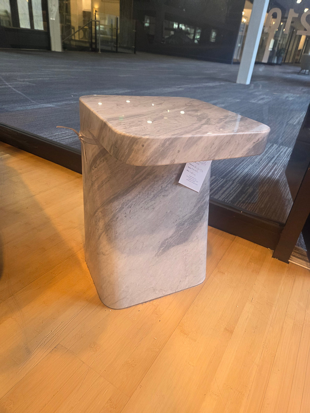 White and Grey Marble Side Table