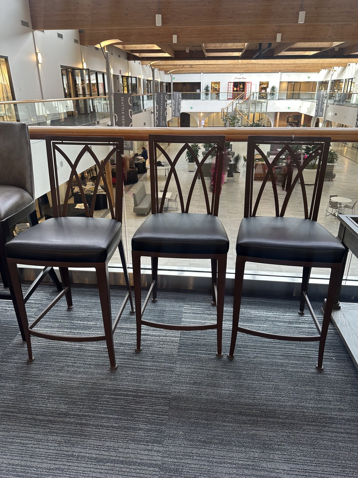 Metal and Leather Counter Stool - Set of 3