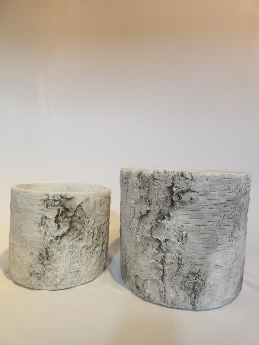 Faux Bois Birch Planter Vases, S/2