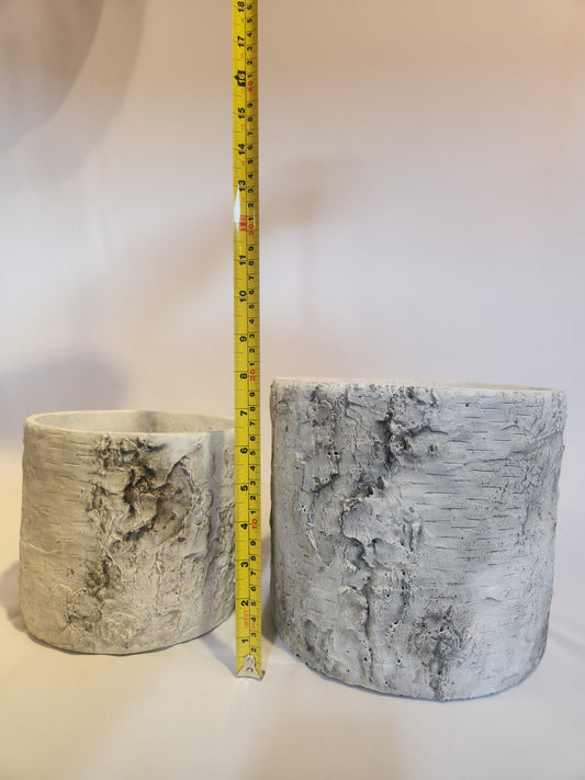 Faux Bois Birch Planter Vases, S/2