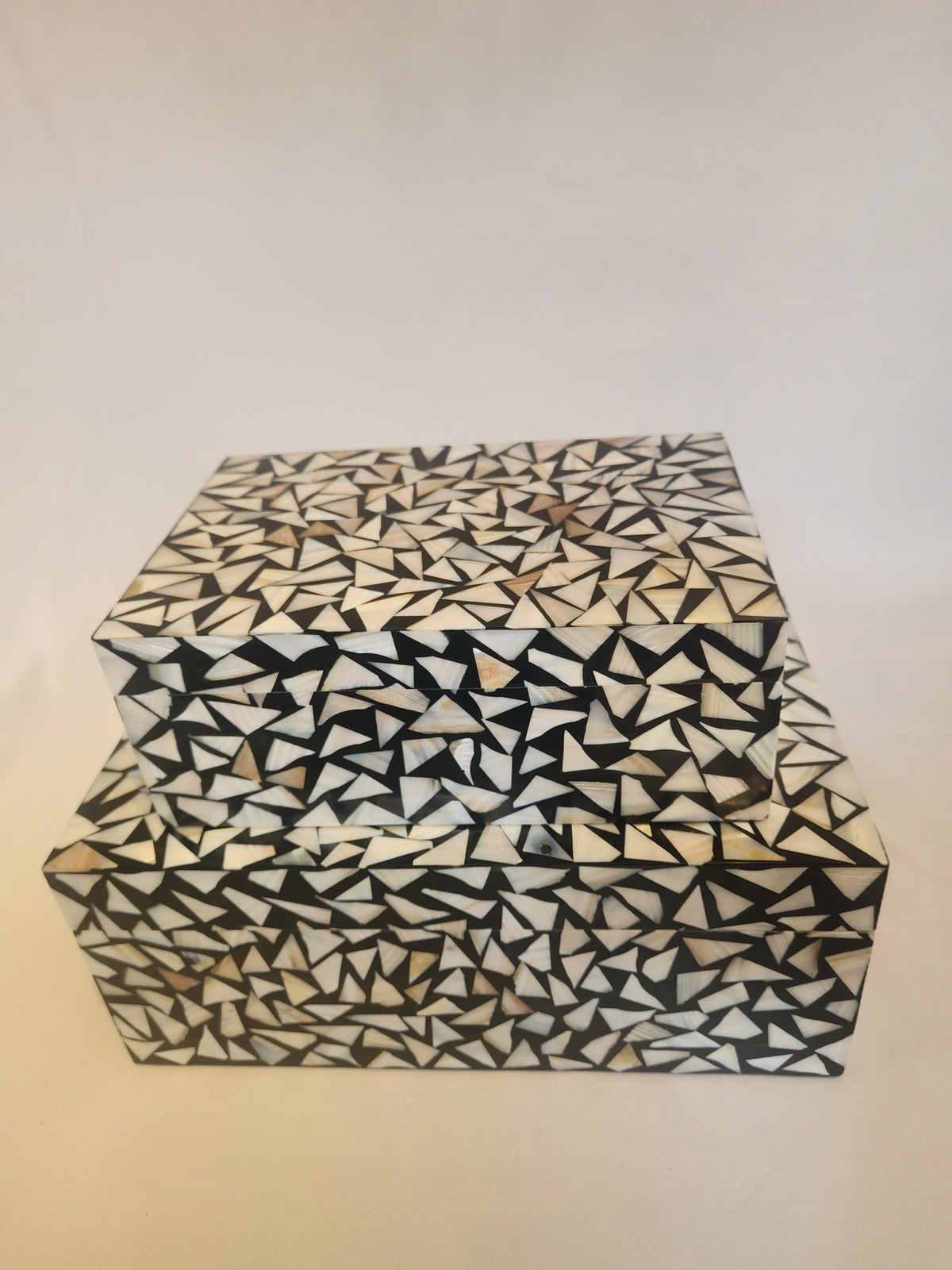Graphic Mother of Pearl Inlay Boxes, S/2