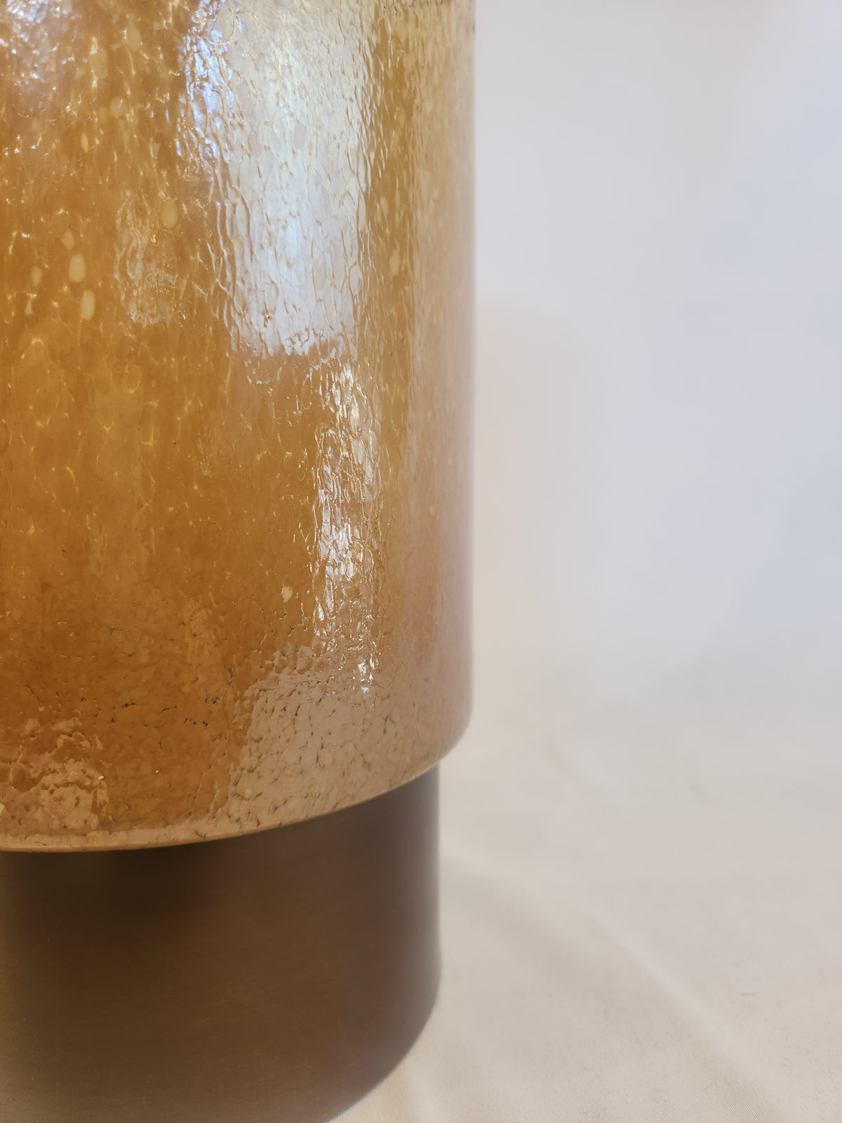 Golden Blown Glass and Brass Hurricane Vase