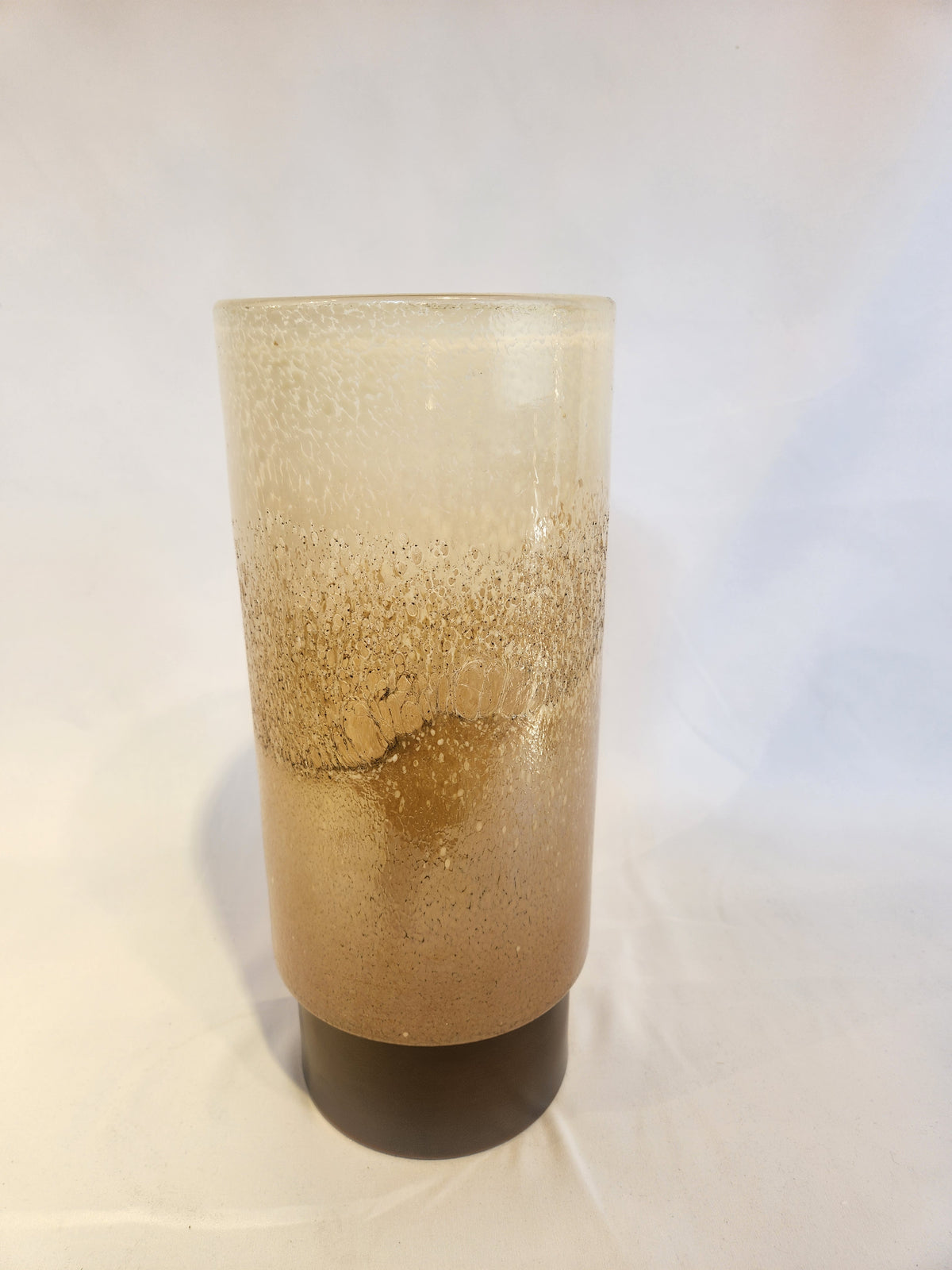 Golden Blown Glass and Brass Hurricane Vase