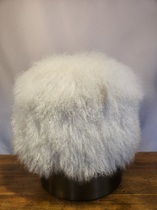 Ivory Sheepskin Stool