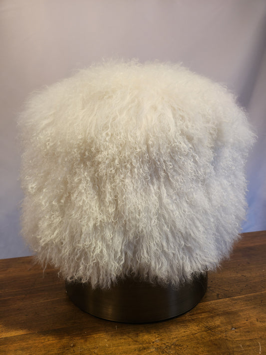 Ivory Sheepskin Stool