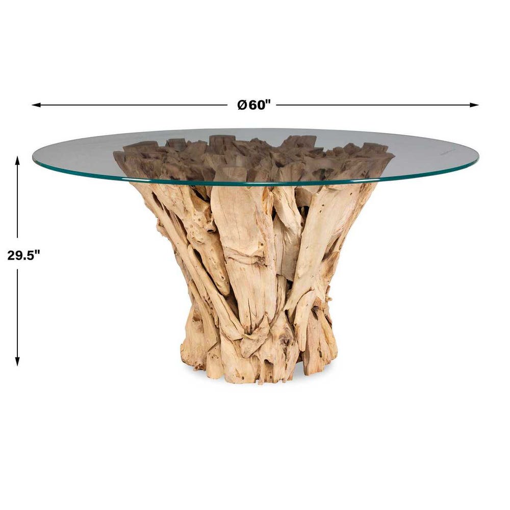 Teak Root Dining Table - Round Bleached