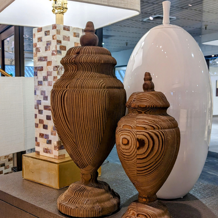 Wooden Vase Sculptures S/2