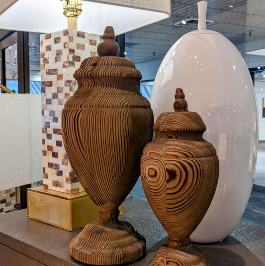 Wooden Vase Sculptures S/2