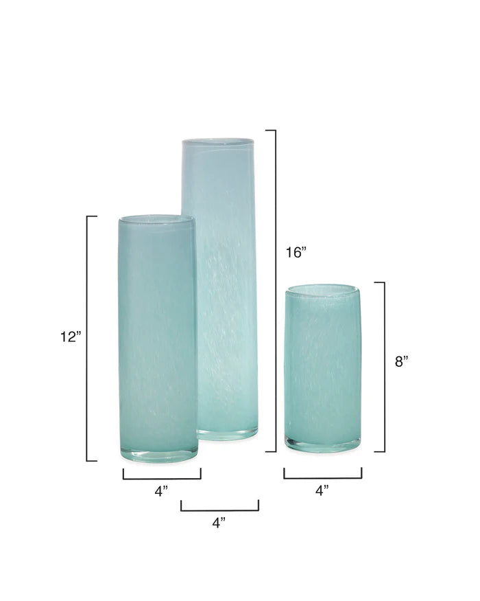 Blue Gwendolyn Hand Blown Vases, S/3