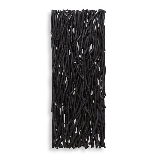 Gathered Teak Wood Wall Decor, Black