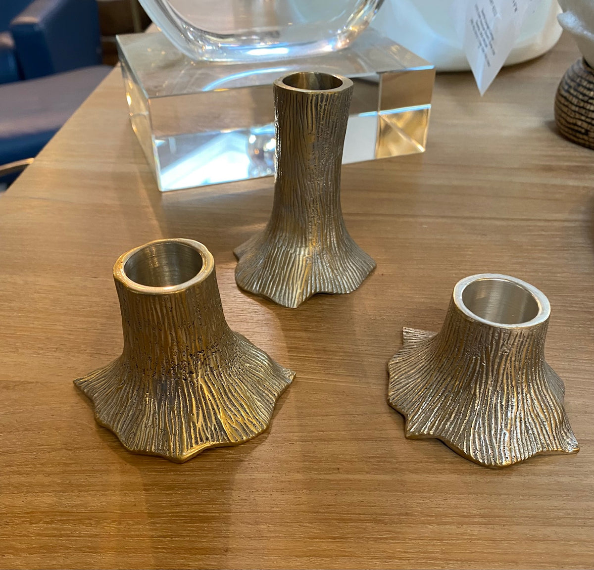 Brass Trunk Candle Holders, S/3