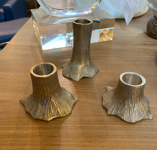 Brass Trunk Candle Holders, S/3