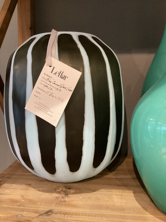 Blue Carved Glass Vase