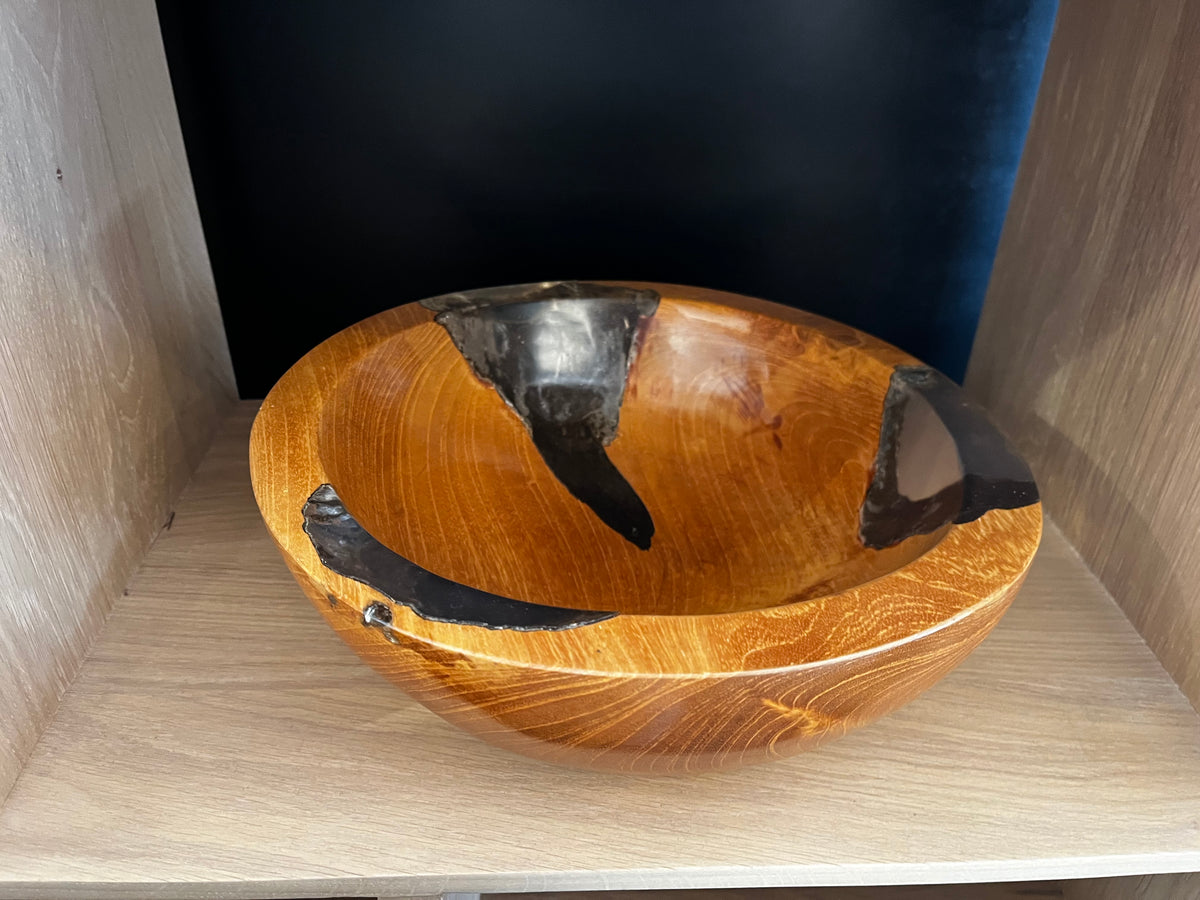 Teak & Resin Carved Bowl