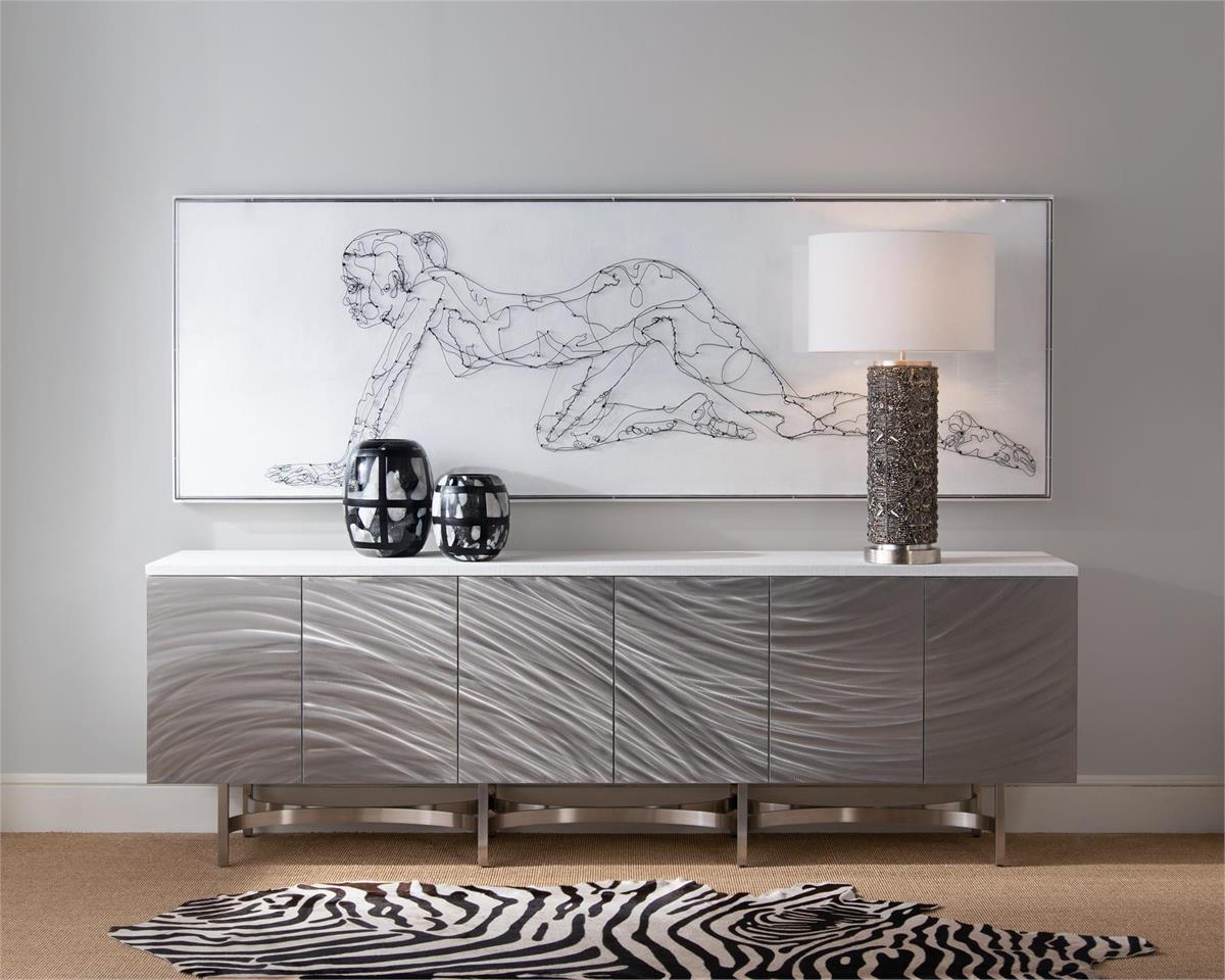 Black-And-White Glass Vases, S/2