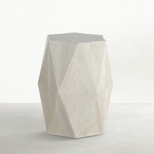 Carved Hexagonal Side Table