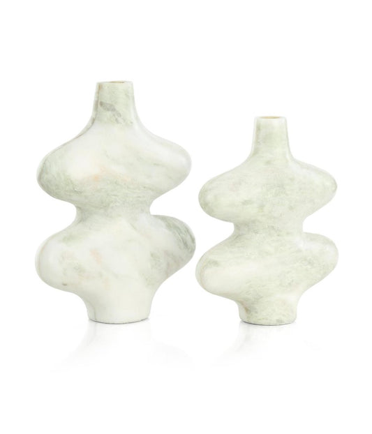 Echoed Marble Vases, Set of 2