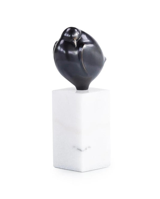 Bronzed Bird Sculpture on Marble Base, Large