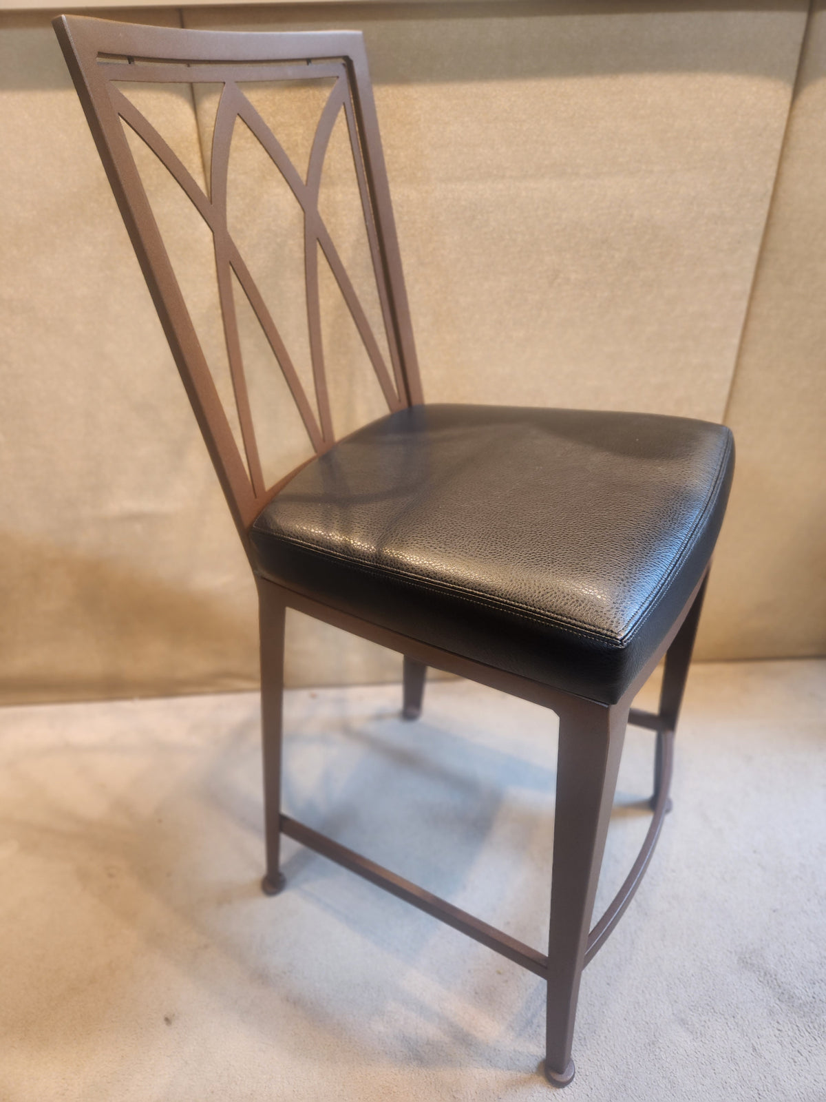 Metal and Leather Counter Stool - Set of 3